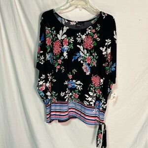 Rafaella 2x floral short dolman sleeve tunic hip tie decoration nwt perfect